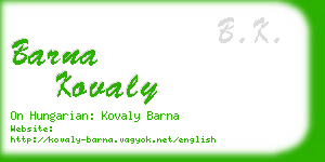 barna kovaly business card